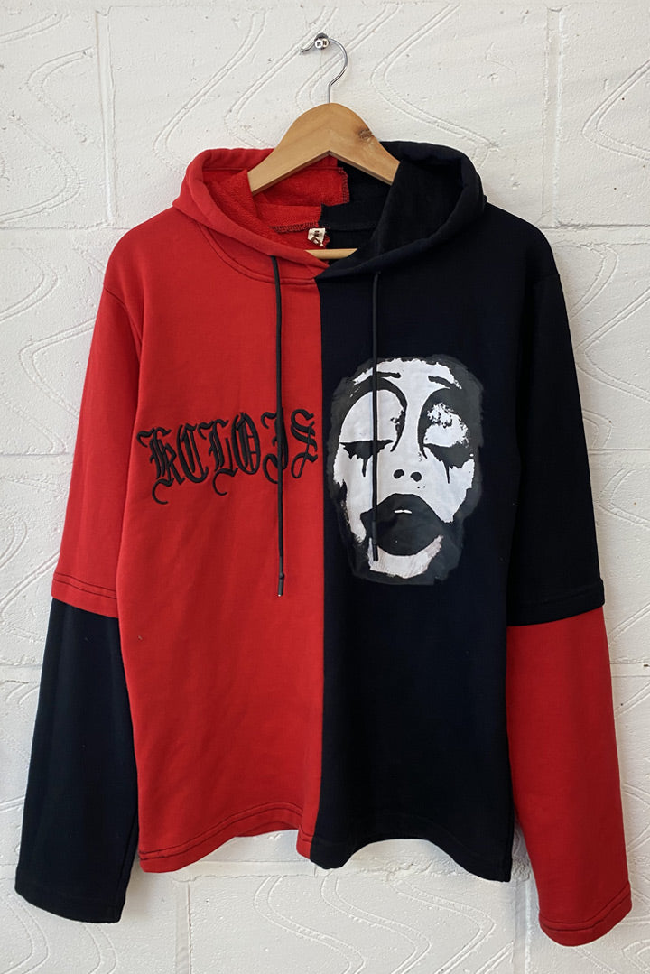 Split 'Joker Face' Hoodie (Red / Black)