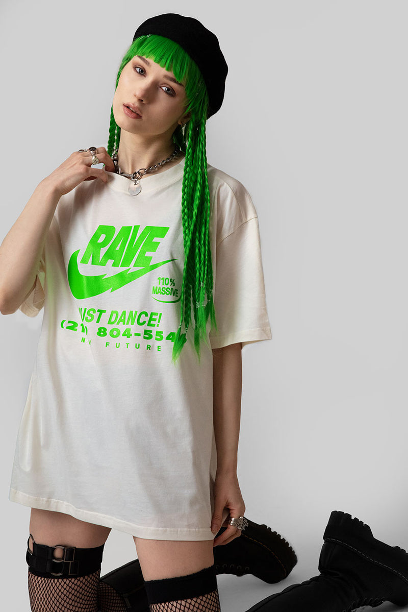 ILLEGAL RAVE (Wht/Green) -Tshirt