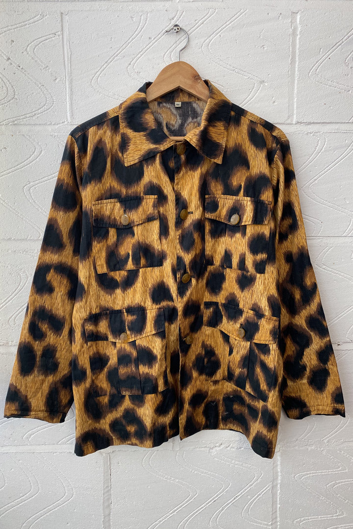 Versace Vintage Leopard Print Buttoned Shirt