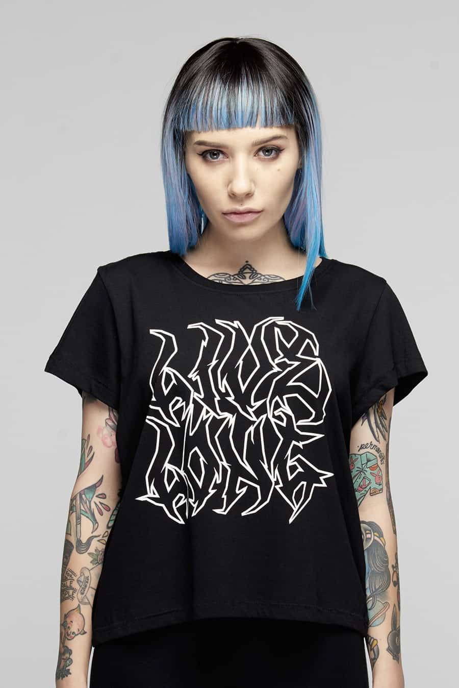 Live Long ‘Metal Logo’ Crop T Shirt (B)