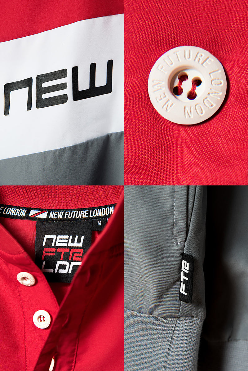 Racer Logo Button Sweatshirt (Red/Grey)